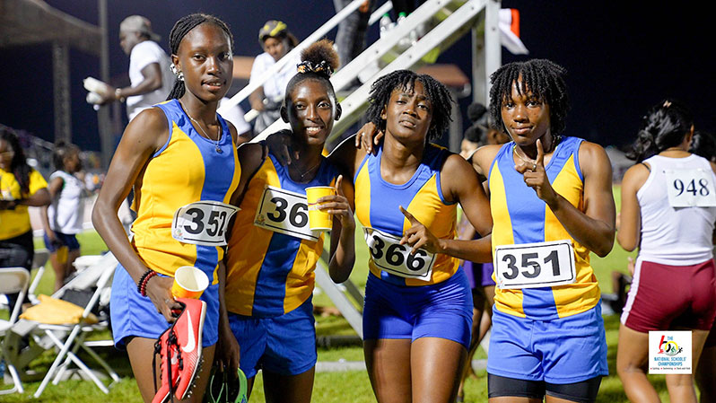 Record breakers! District 3 girls smashed the girls’ Open 4x400m relay (photo: Ministry of Education)