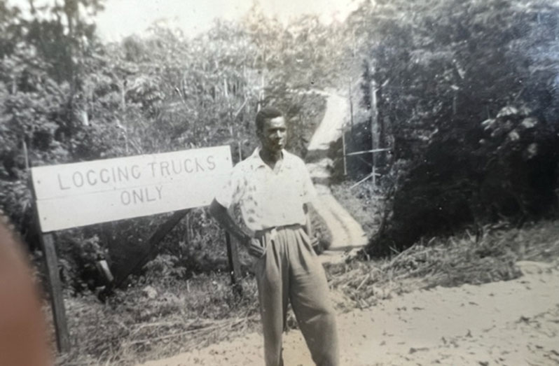 Flashback to a younger Francis Quamina Farrier at Wineperu Timber Concession on the Essequibo river