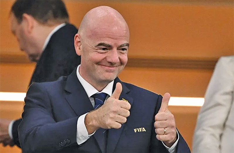 FIFA president, Gianni Infantino, gives thumbs-up during Qatar 2022 World Cup Group G match between Brazil and Switzerland (AFP)