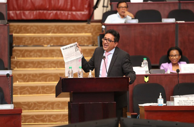 Attorney-General, Anil Nandlall, during his presentation in the National Assembly
