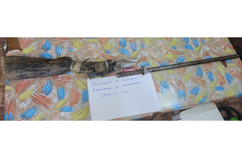The shotgun that was found by ranks on patrol (Guyana Police Force photo)