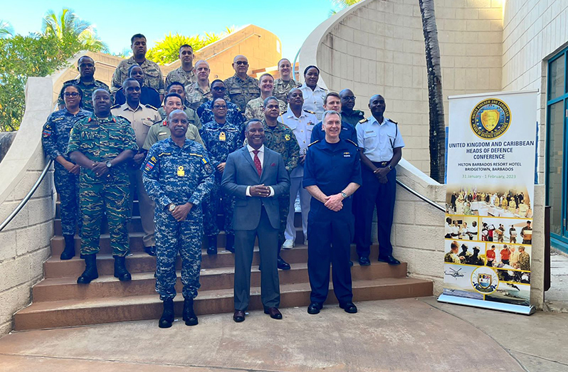 COS Brigadier Bess (first left, second row) with other military officials that participated in the Caribbean Heads of Defence Staff conference