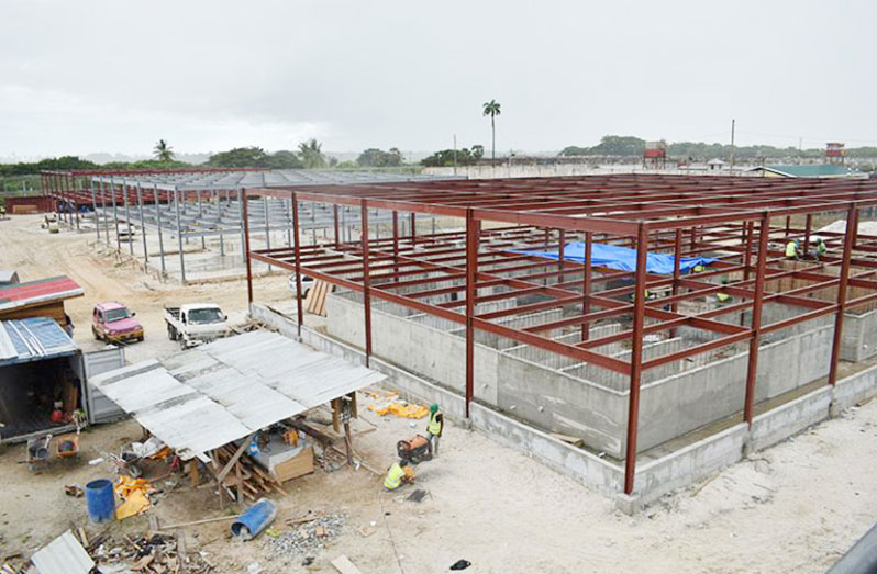 Three new buildings under construction at the Lusignan Prison
