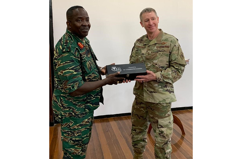 Commander Major-General Pettus met with GDF Chief-of-Staff Brigadier Bess to discuss areas of mutual interest, including the development of the Aviation Leadership Programme and future initiatives for the GDF Air Corps.