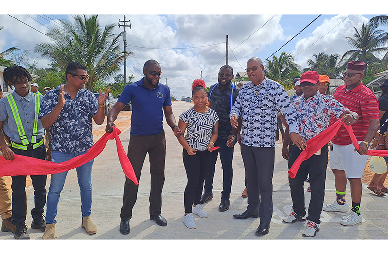 Minister of Public Works, Juan Edghill, during the commissioning of Bamia Drive, Amelia’s Ward (Ministry of Public Works photos)