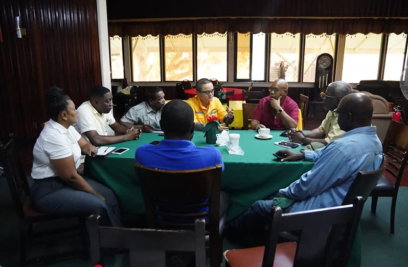 Prime Minister Brigadier (Ret’d) Mark Phillips, Minister of Public Works Bishop Juan Edghill, and Minister of Natural Resources, Vickram Bharrat visited Region 10 on Monday, where they were briefed by the management of BOSAI Mines and met with the family members of Neptrind Hercules