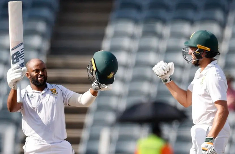 Temba Bavuma celebrates his century (AFP/Getty Images)