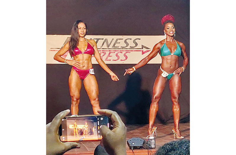 Novice Miss Bikini winner Melitha Anderson at left, and
runner-up Melissa Rickett at right.