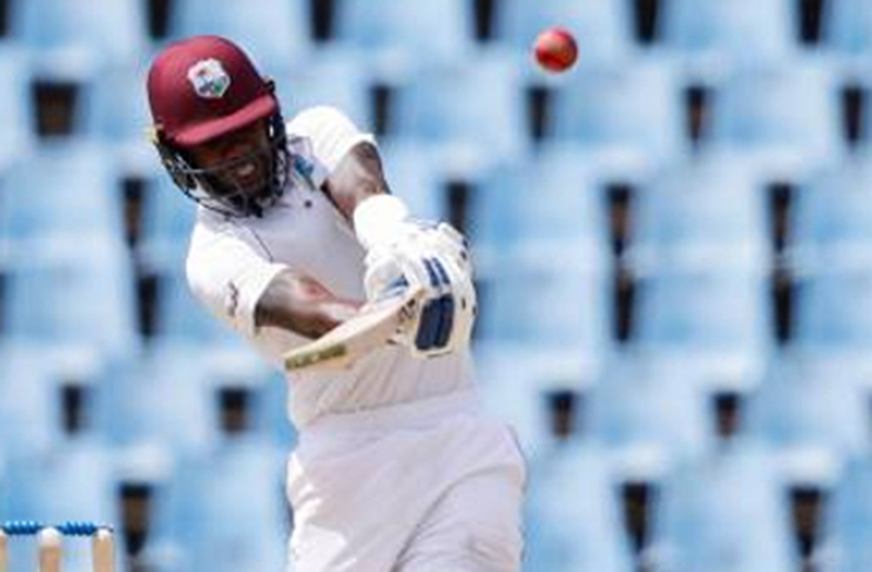 Jermaine Blackwood goes on the attack during his top score of 79 in West Indies’ second innings