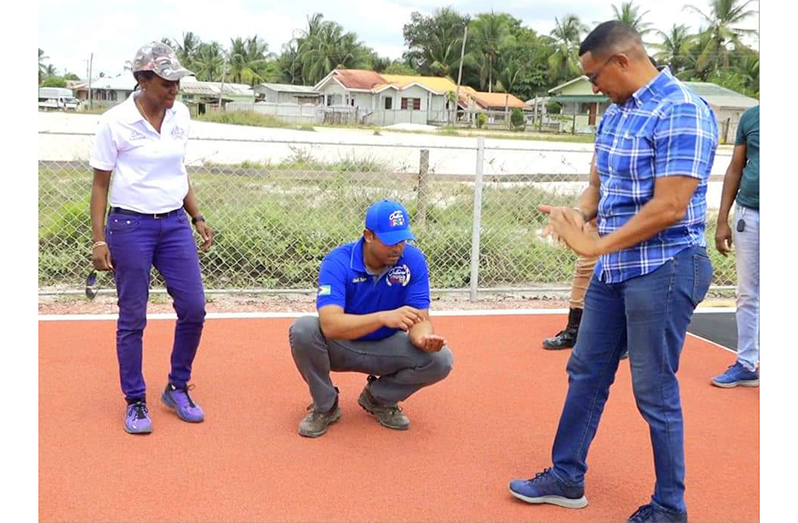 Minister of Sport, Charles Ramson, was accompanied by the Chairman of the National Sports Commission, Mr Kashif Muhammad, and Assistant Director of Sports, Ms Melissa Dow-Richardson