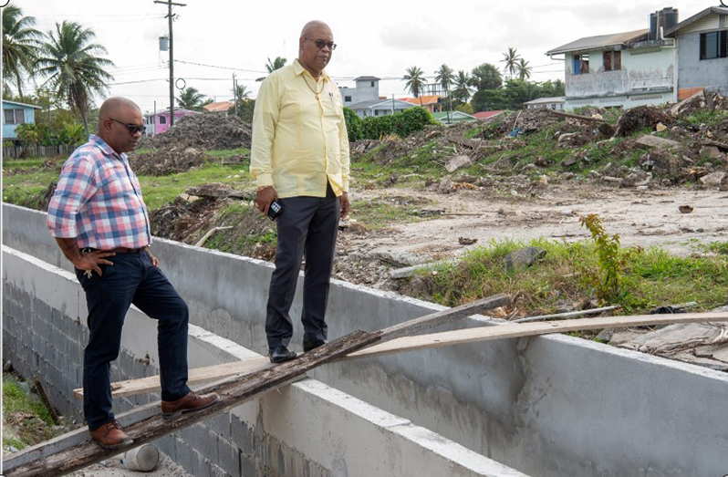 Minister of Public Works, Juan Edghill during a recent inspection of ongoing works in Georgetown