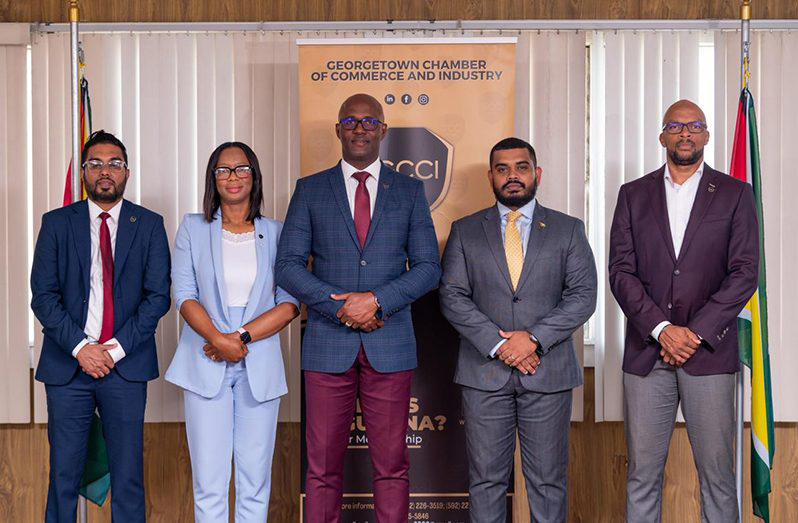 From left: Junior Vice-President Gavin Ramsoondar; Secretary Kathy Smith; President Kester Hutson; Senior Vice-President Richard Rambarran and Treasurer Orson Ferguson