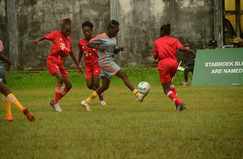 Sunday action at the NIS ground in the ExxonMobil U-14 Boys and girls Schools Football tournament