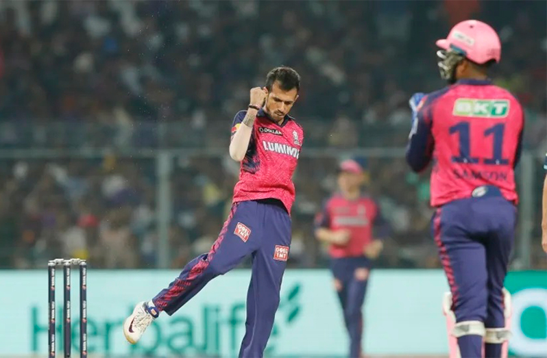 Yuzvendra Chahal exults after removing Venkatesh Iyer (BCCI)