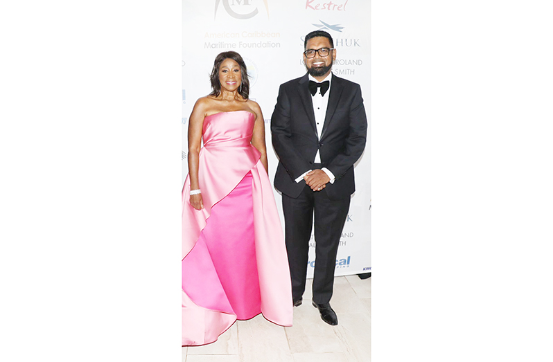 President, Dr. Irfaan Ali and ACMF President, Dr. Geneive Brown-Metzger at the Anchor Awards Gala in Florida last year