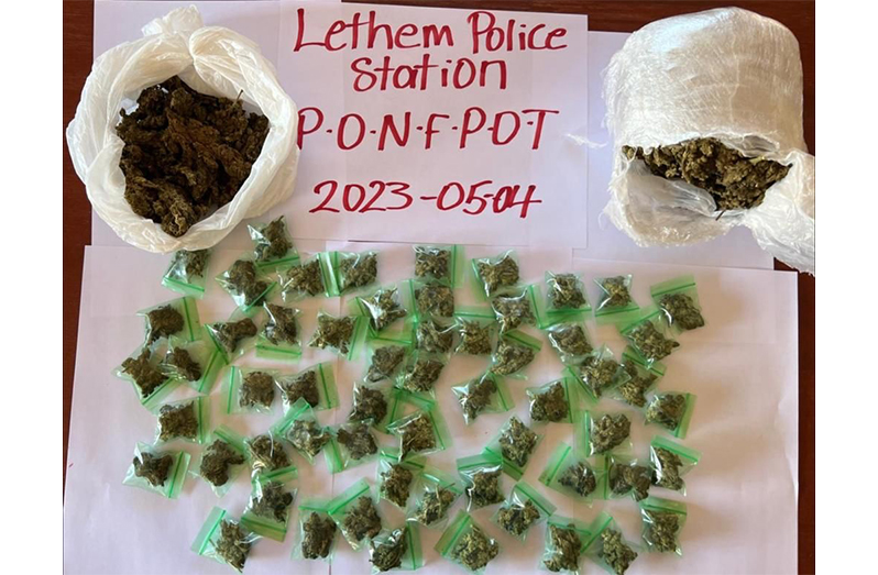 The suspected cannabis that was allegedly found at Akeem Charles’ home at Tabatinga, Lethem (Guyana Police Force photo)