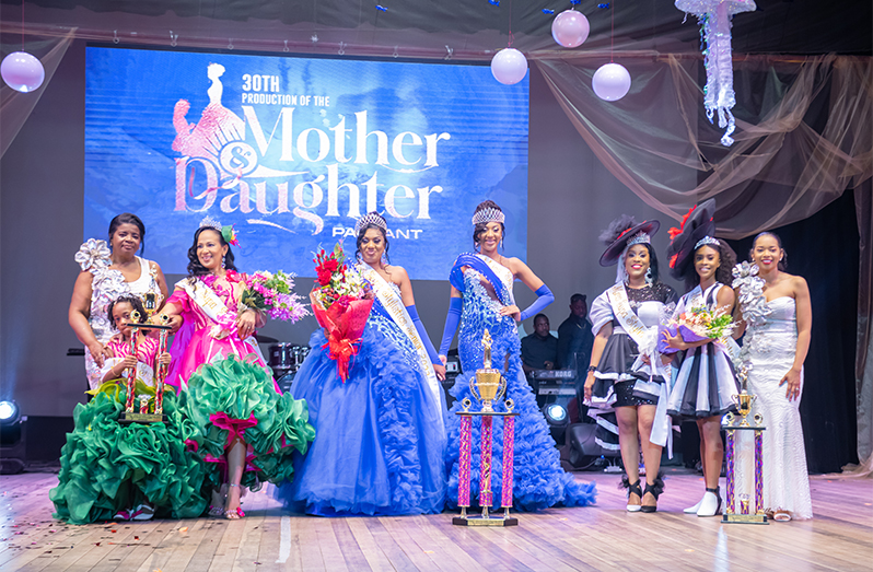 From left: Mrs. Ingrid Fung, Leanne Hernandez and Ja’Nae, Natasha Brandt-Johnson and Jadiamond Johnson, Shanice Simon and Le Shaunte and Sulan Fung. (Delano Williams photo)