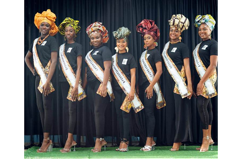 The seven beauties vying for the title of Miss Bartica Emancipation 2023