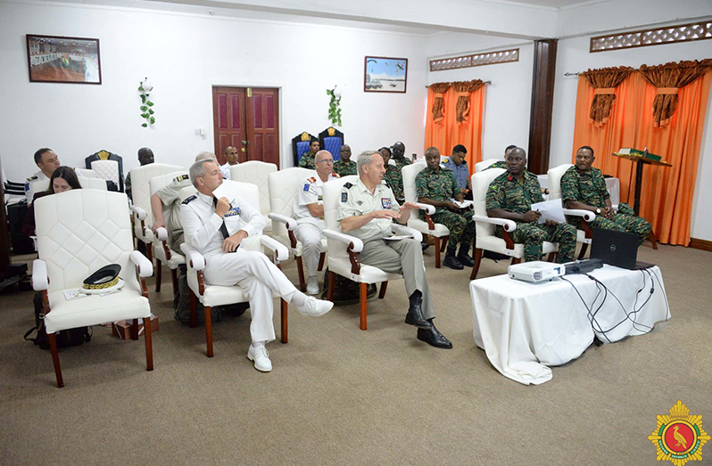 Major Generals Eric Peltier and Xavier Buisson of the French Armed Forces during their official visit to Guyana, as guests of the GDF