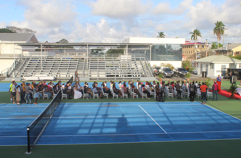 The National Racquet Centre Tennis Facility was officially commissioned on Friday before a large gathering of tennis enthusiasts (Japheth Yohan Savory photo)