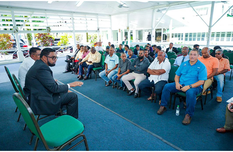 President, Dr Irfaan Ali met with several small, medium and large-scale poultry farmers from across the country at State House (Office of the President photo)