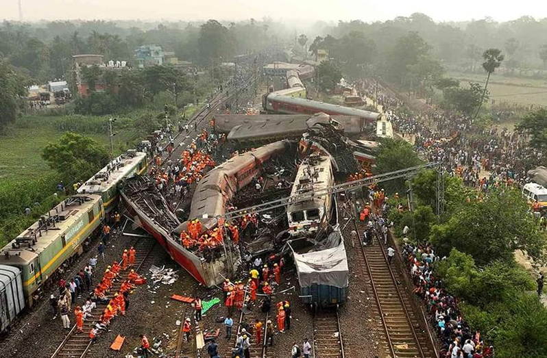 Rescuers searched the wreckage for survivors following the train crash which is said to be the worst of its kind in the country’s history