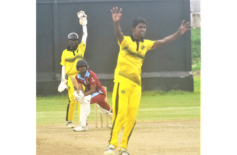 Ramballi, who had 3-9 and troubled all of the Select X1 batters, including Arun Gainda, who survived an LBW shout (Sean Devers photo)