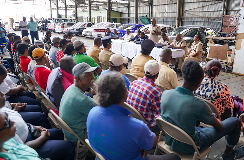 The Ministry of Public Works - Maritime Administration Department (MARAD), hand in hand with the Coast Guard hosted a meeting with water taxi operators plying the Georgetown to Vreed-en-Hoop route. (DPI photo)