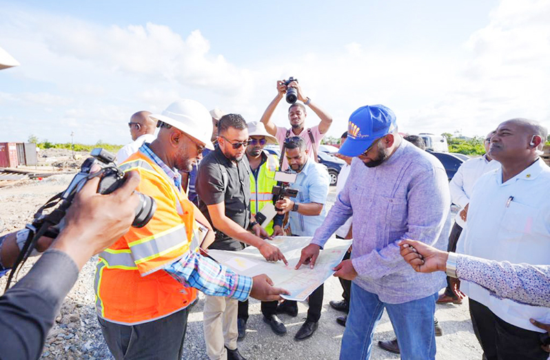 President Ali inspected several major infrastructure projects, where he warned contractors that penalties will be instituted if further delays occur (Office of the President photos)