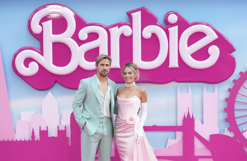 Ryan Gosling (left) and Margot Robbie pose for photographers upon arrival at the premiere of the film, ‘Barbie’, on July 12, 2023, in London. “Barbie” was set to open across the Middle East on August 10, but moves by Kuwait and Lebanon to ban the film, apparently over its alleged LGBTQ themes, has raised questions over how widely it will be released (Scott Garfitt/Invision/AP, File)