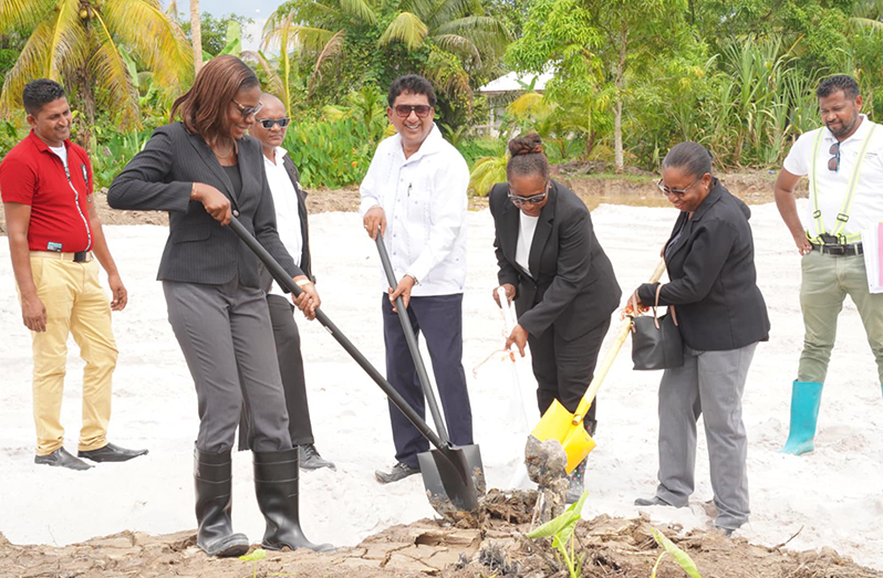 The sod was turned on Friday for the construction of the $303.9 million Timehri Magistrate’s Court by the Attorney General (AG) and Minister of Legal Affairs, Anil Nandlall, S.C.; Chancellor of the Judiciary, Yonette Cummings-Edwards; acting Chief Justice, Roxane George, and acting Chief Magistrate, Sherdel Isaacs-Marcus