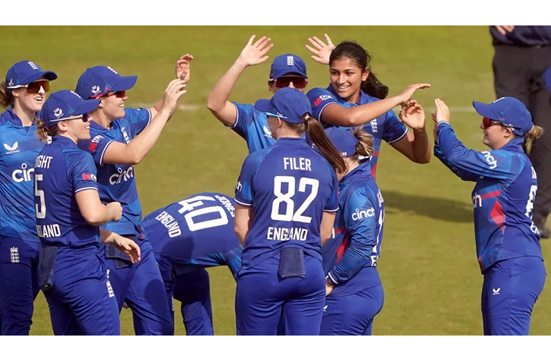 Mahika Gaur was Player of the Match for her 3 for 26  •  (PA Images via Getty Images)