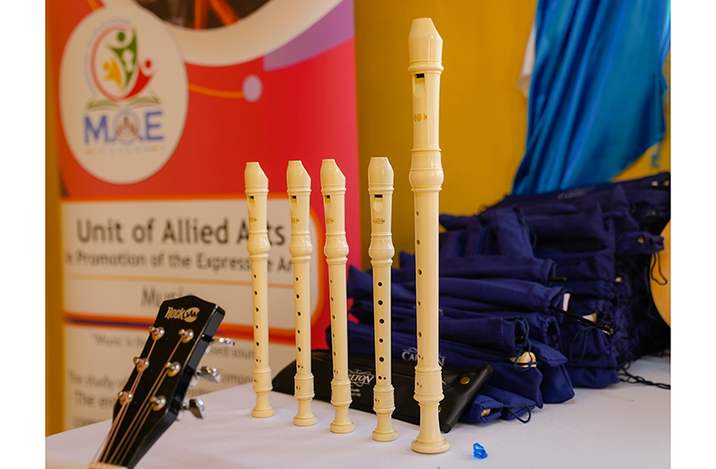 Recorders were among the musical instruments CPCE received for its music department on Friday (Ministry of Education)