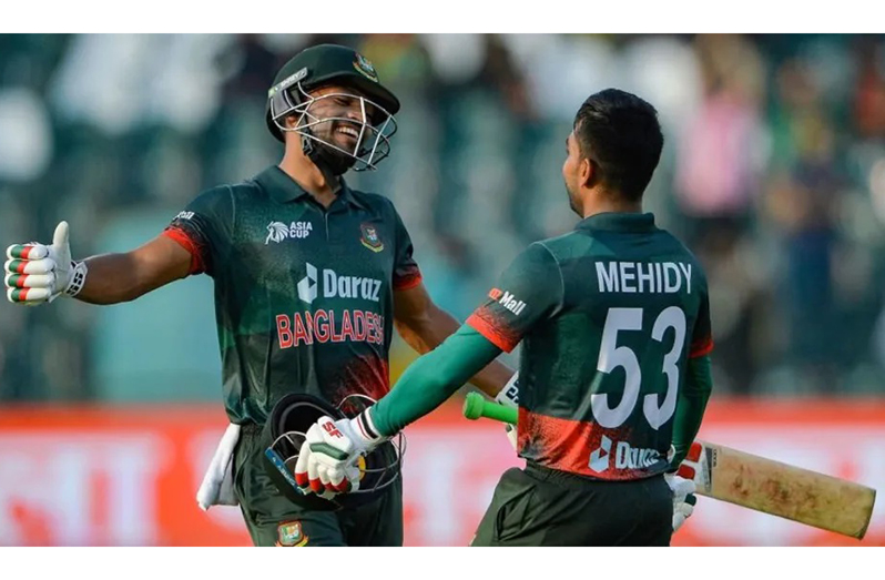 Najmul Hossain Shanto and Mehidy Hasan Miraz took the game away from Afghanistan•AFP via Getty Images
