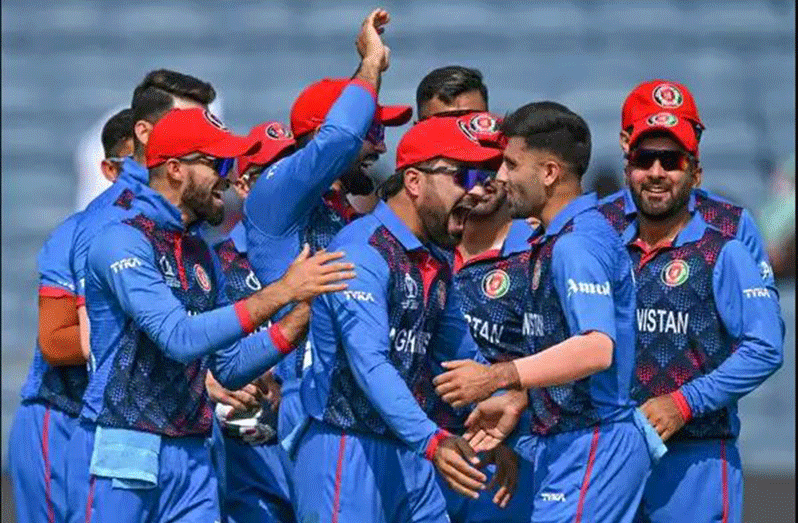 Afghans celebrate the fall of another Sri Lankan wicket