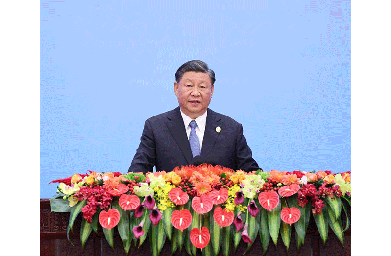 Chinese President Xi Jinping attends the opening ceremony of the third Belt and Road Forum for International Co-operation and delivers a keynote speech at the Great Hall of the People in Beijing, capital of China, Oct. 18, 2023. (Xinhua/Wang Ye)