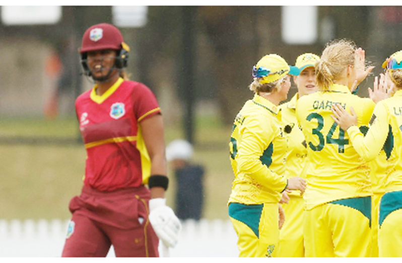 Captain Hayley Matthews trudges off after being dismissed in the third ODI against Australia Women on Saturday.