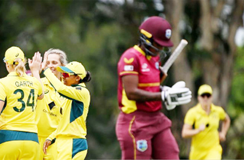 Chinelle Henry walks off after being dismissed cheaply in the first ODI against Australia.