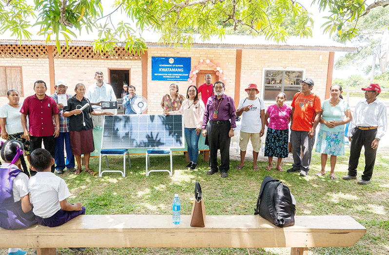 Annai households receiving the solar PV system from the Minister of Amerindian Affairs