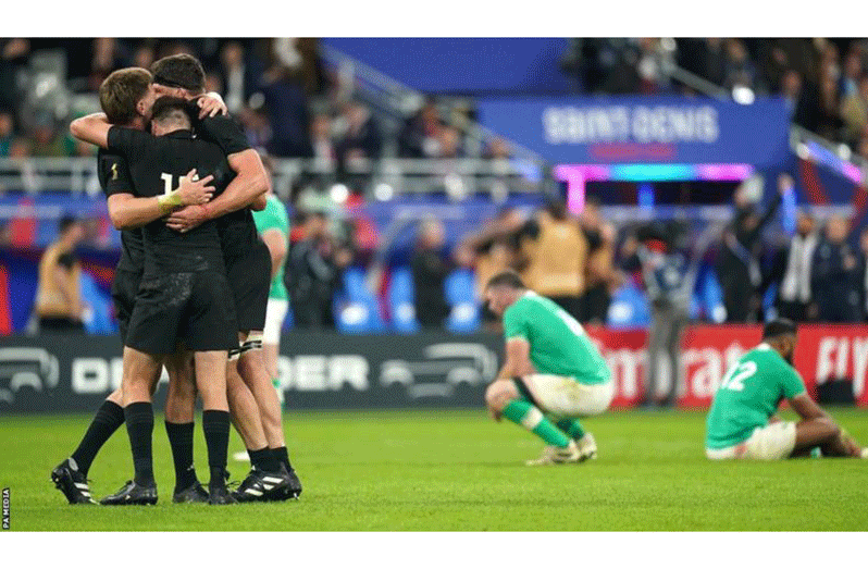 New Zealand narrowly beat Ireland in their quarter-final to remain on course for a fourth Rugby World Cup victory
