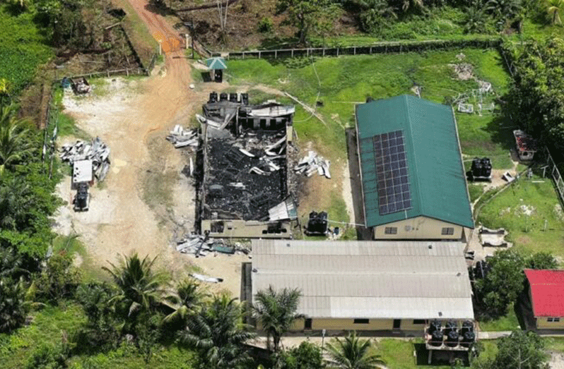 An aerial shot of what’s left of the dormitory after the fire was extinguished