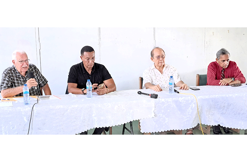 The head table (from left) Reds; Chairman of the NSC Kashif Muhammad, Paul Chan-a-Sue and GCB's Ronald Williams