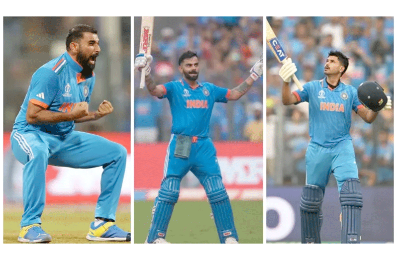 From left: Mohammed Shami, Virat Kohli and Shreyas Iyer (Photos: Getty Images)