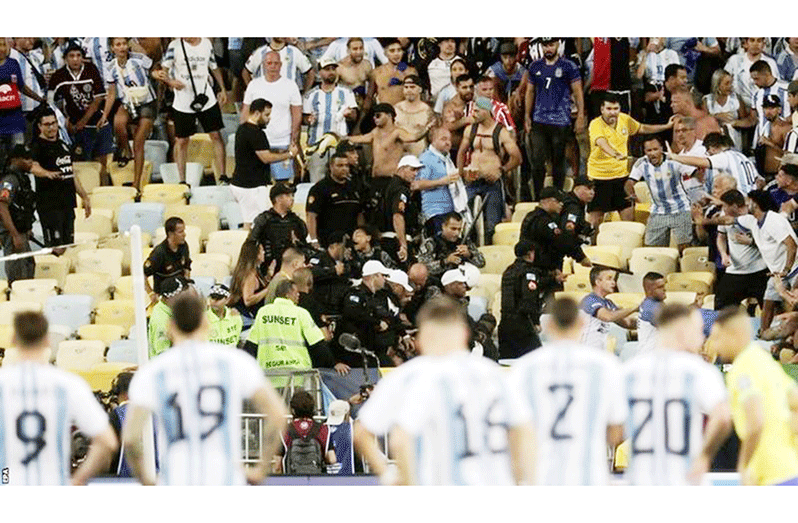 Argentina's players noticed trouble had broken out shortly after the national anthems.