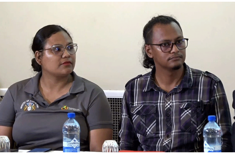 Vice President of the University of Guyana’s Student Society (UGSS), Malika Russell and Gilbert George, a student leader and international relations student