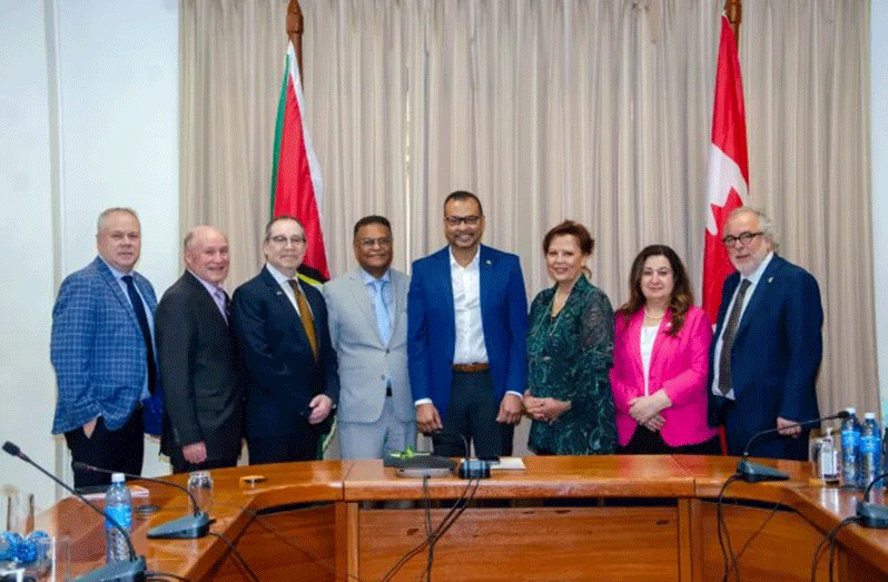 Foreign Secretary, Robert Persaud and Speaker of the National Assembly, Manzoor Nadir (centre) and members of the US delegation (DPI photo)