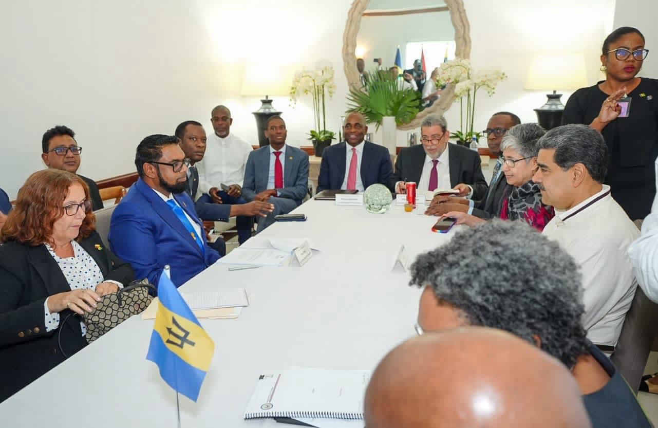 The historic face-to-face meeting between President Dr Irfaan Ali and  President Nicolas Maduro of Venezuela in the presence of CARICOM, CELAC, Brazil and the United Nations.