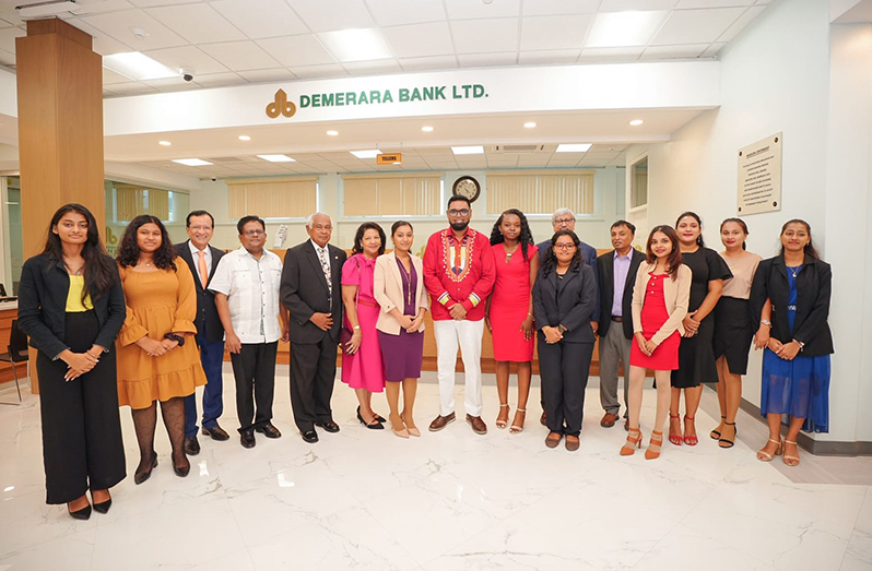 President Ali and Minister Singh with bank officials shortly after the financial facility was commissioned (Office of the President photo)