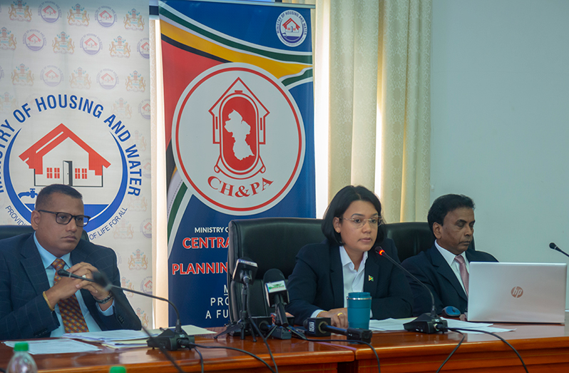 Minister of Housing and Water Collin Croal and Minister within the Ministry of Housing and Water Susan Rodrigues (Japheth Savory photo)