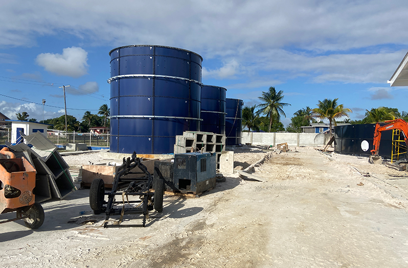 Construction work ongoing at the Parika Water Treatment Plant (Shamar Meusa photo)